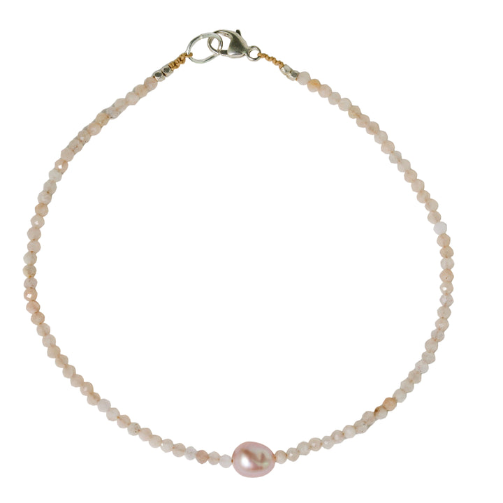 Peach Moonstone & Pearl Bracelet No. 150