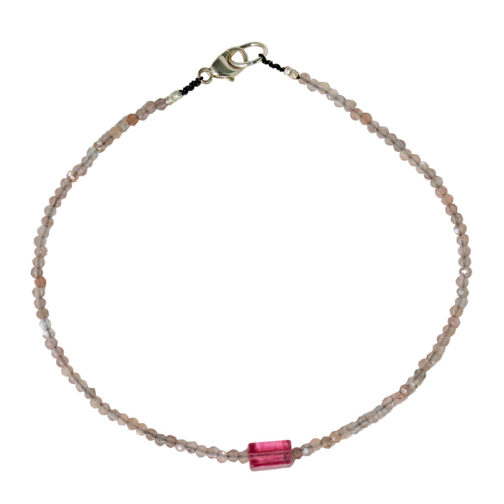 Chocolate Moonstone + Pink Tourmaline Bracelet No. 10