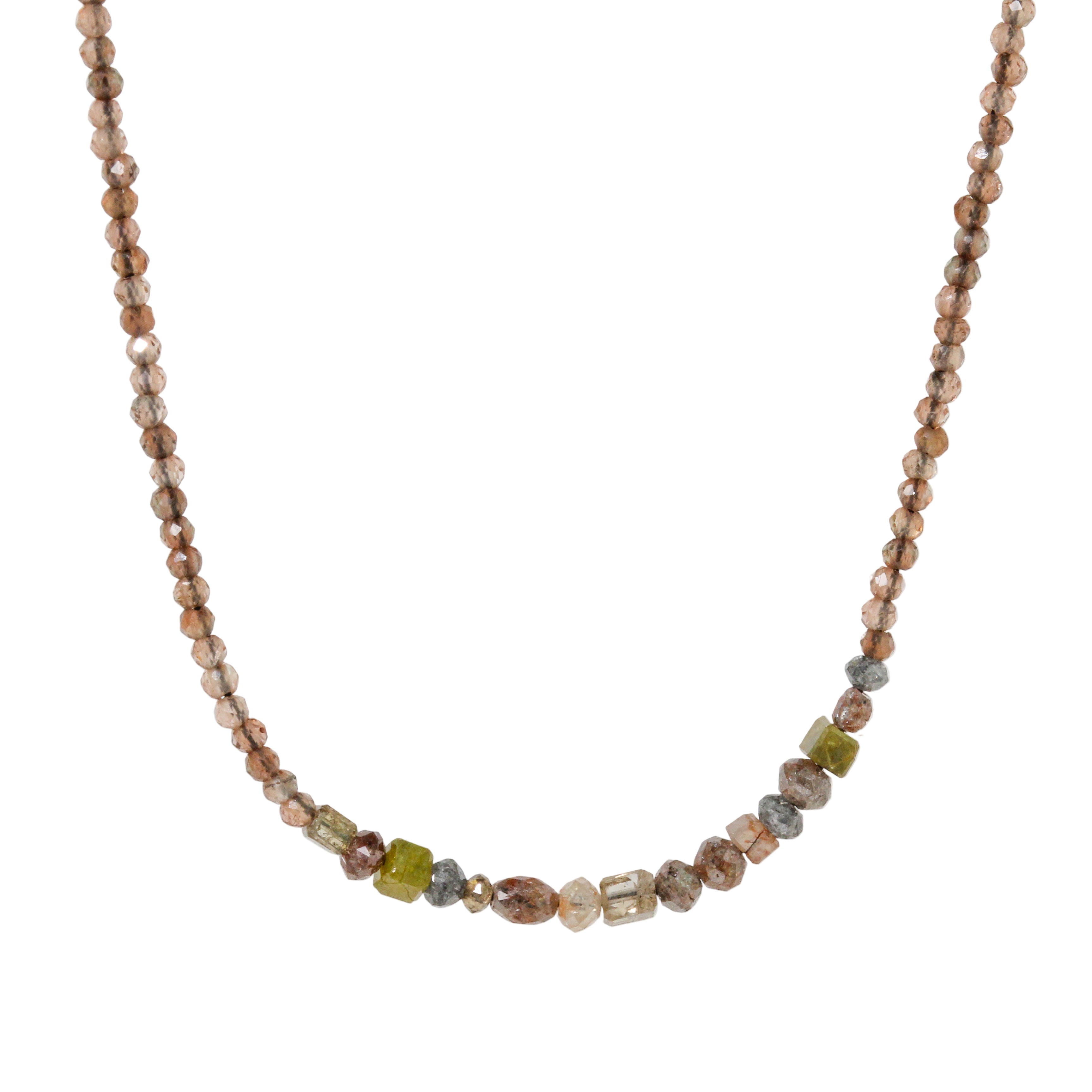 Beaded Zircon + Mixed Diamond Necklace