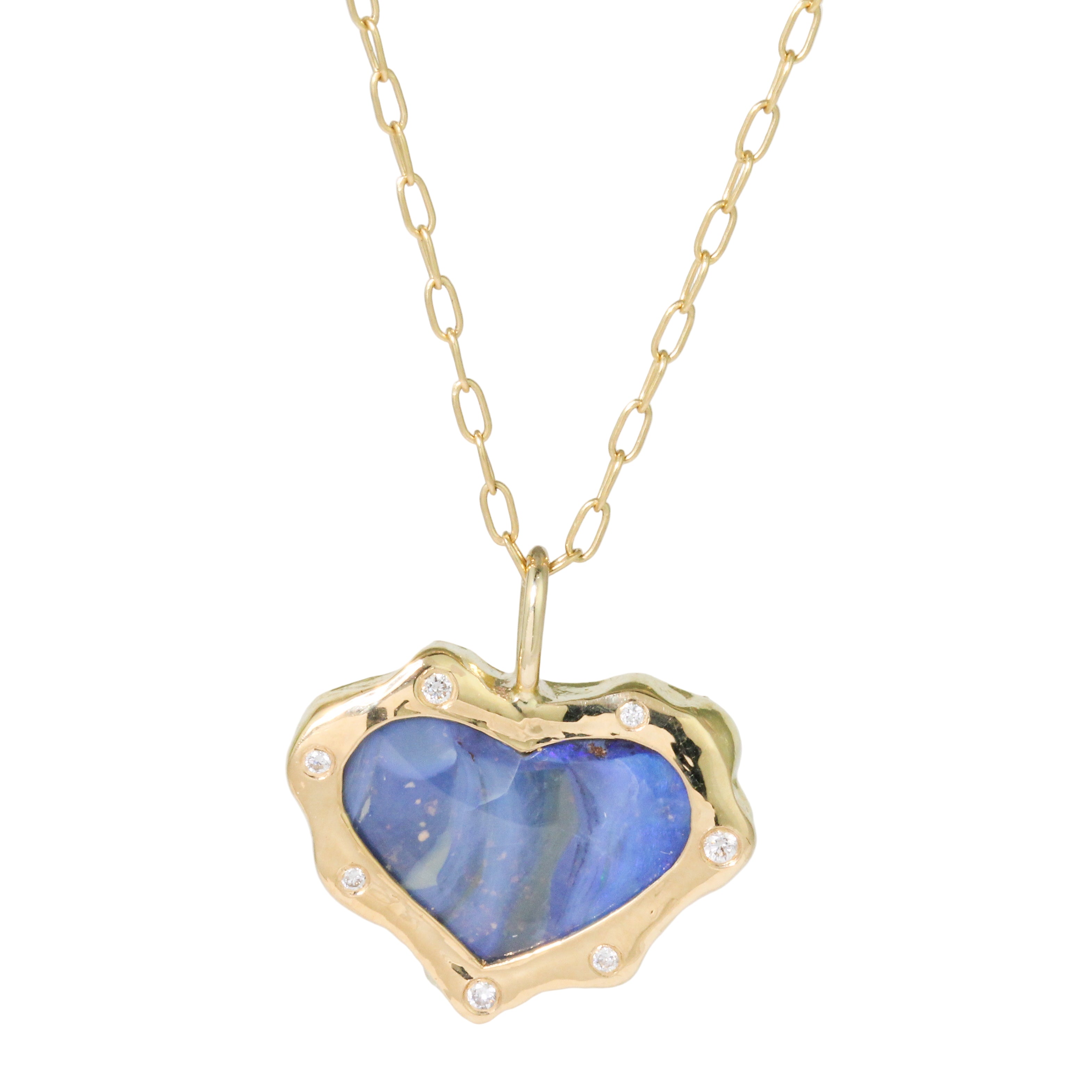 Rebel Blue Opal Heart Necklace