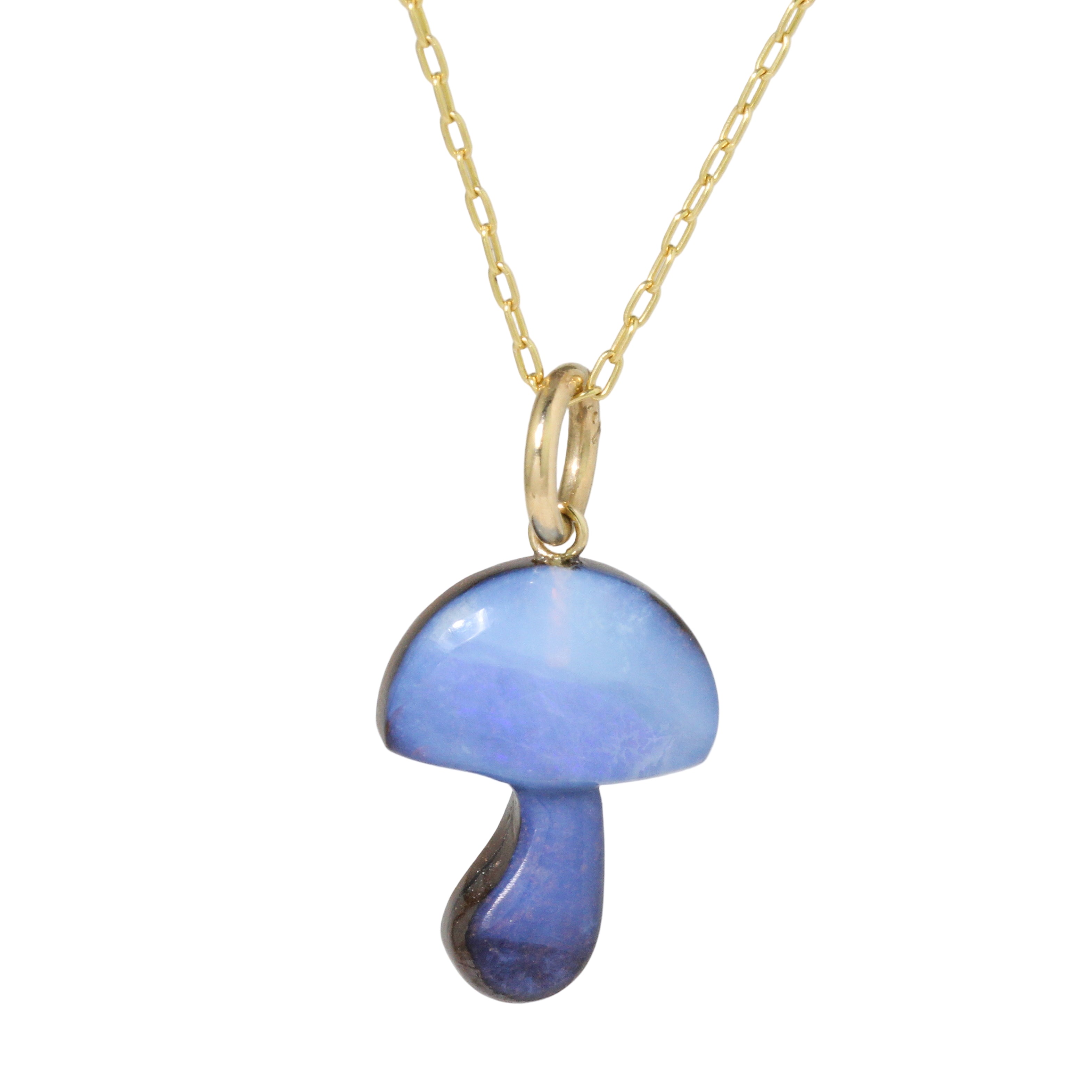 Denim Blue Opal Mushroom Necklace