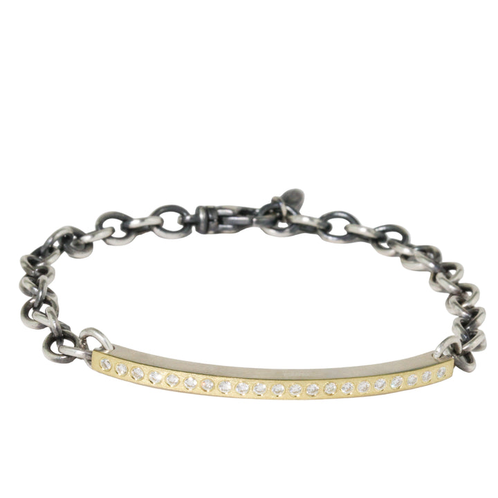 Adam ID Bar Yellow Gold Link Bracelet