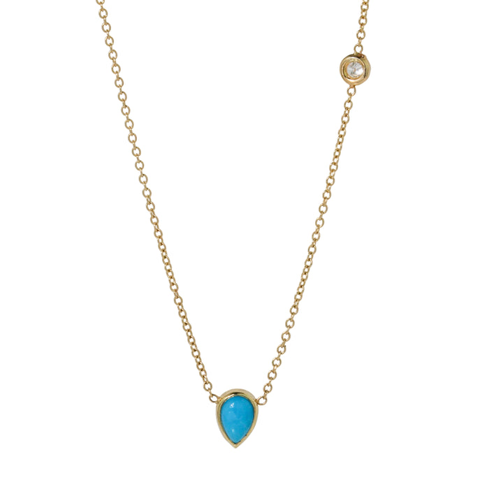Teardrop Turquoise and Diamond Necklace