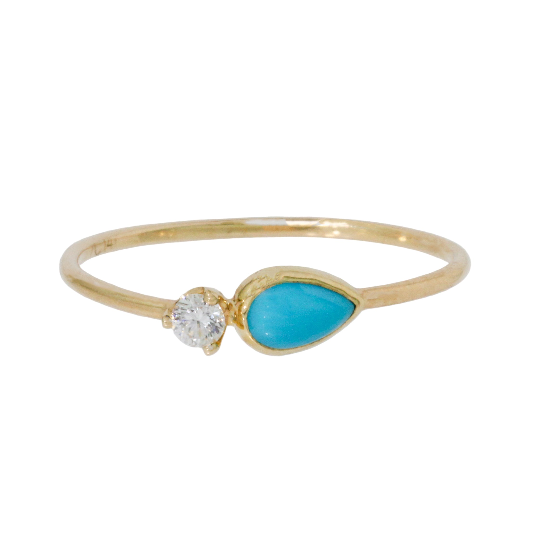 Teardrop Turquoise and Diamond Ring