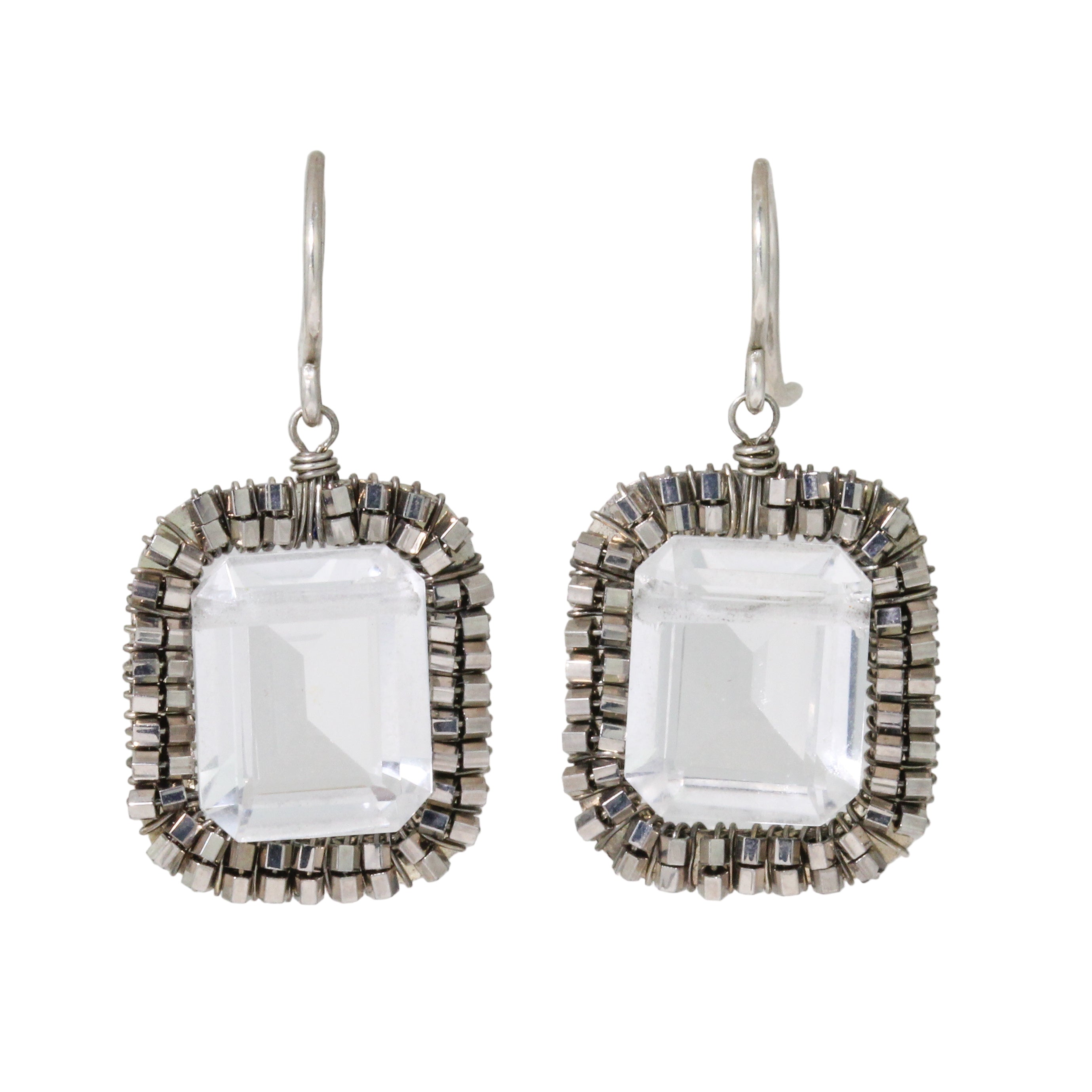 Quartz Crystal Halo Earrings