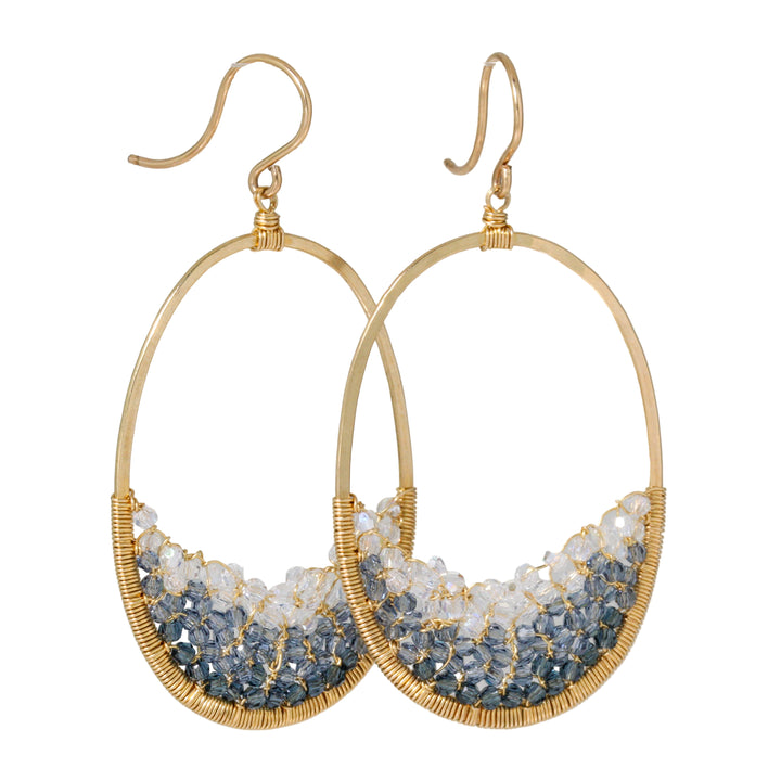 Denim Crescent Mosaic Earrings