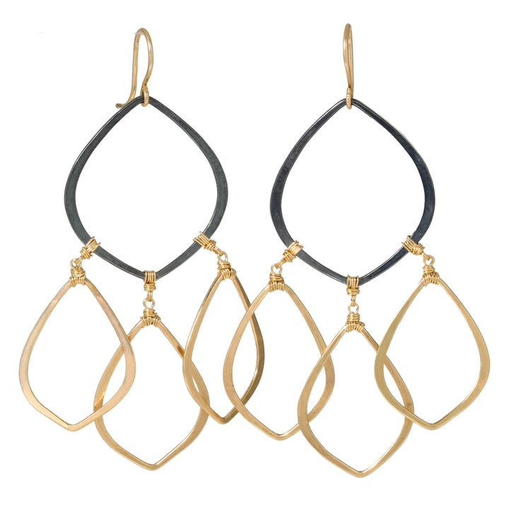 Mix Metal Petal Drop Earrings