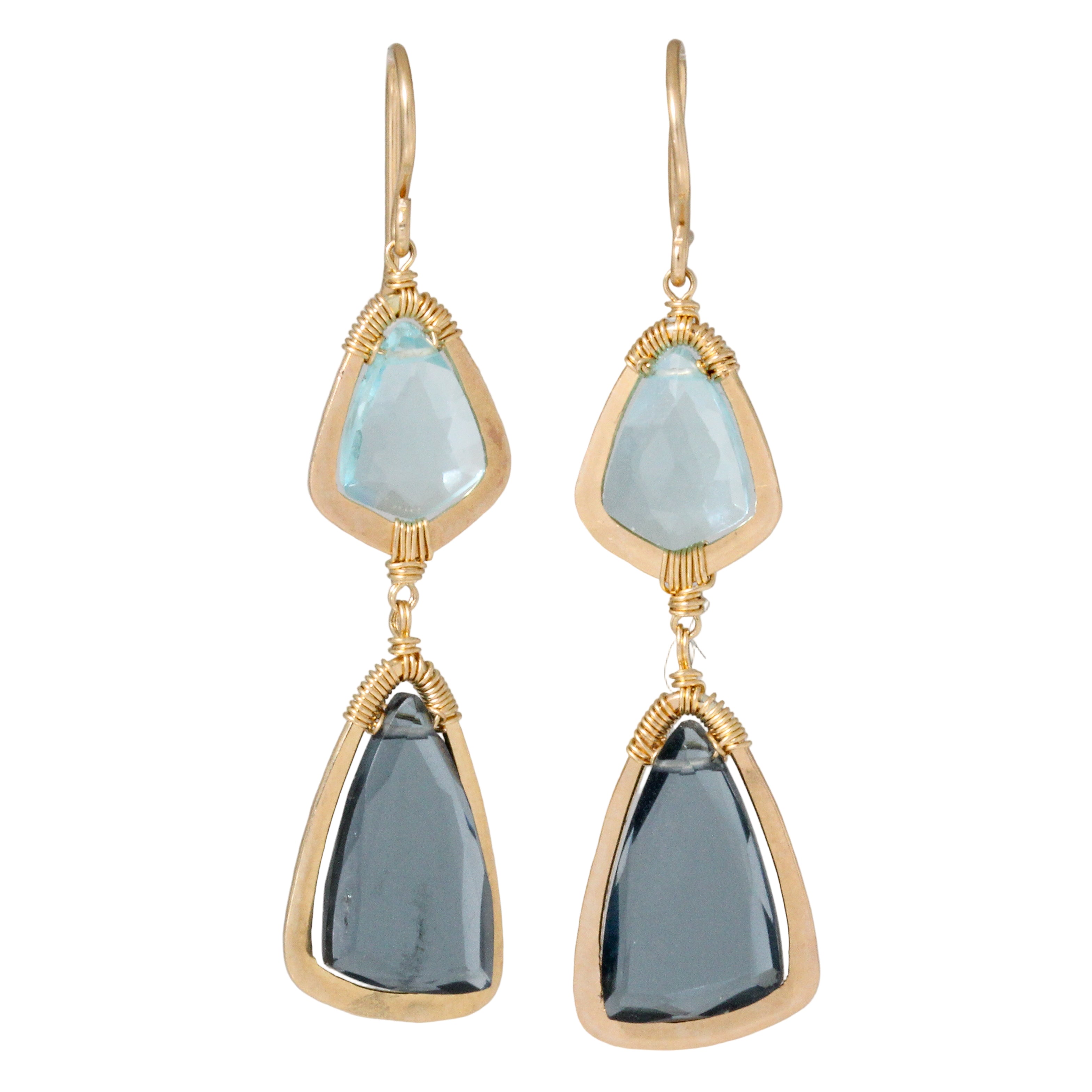 Aqua Quartz and London Blue Topaz Earrings
