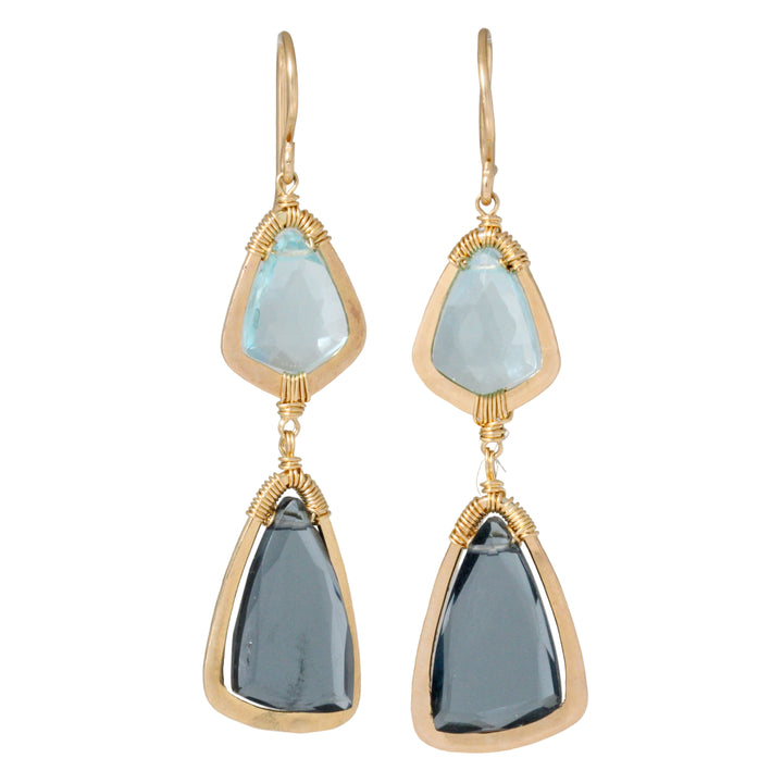 Aqua Quartz and London Blue Topaz Earrings