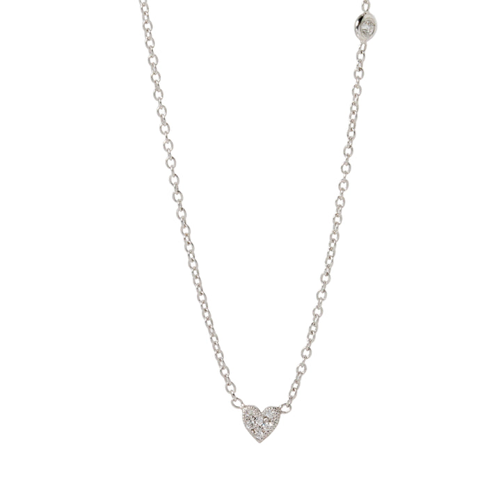 Pave Heart and Diamond Necklace