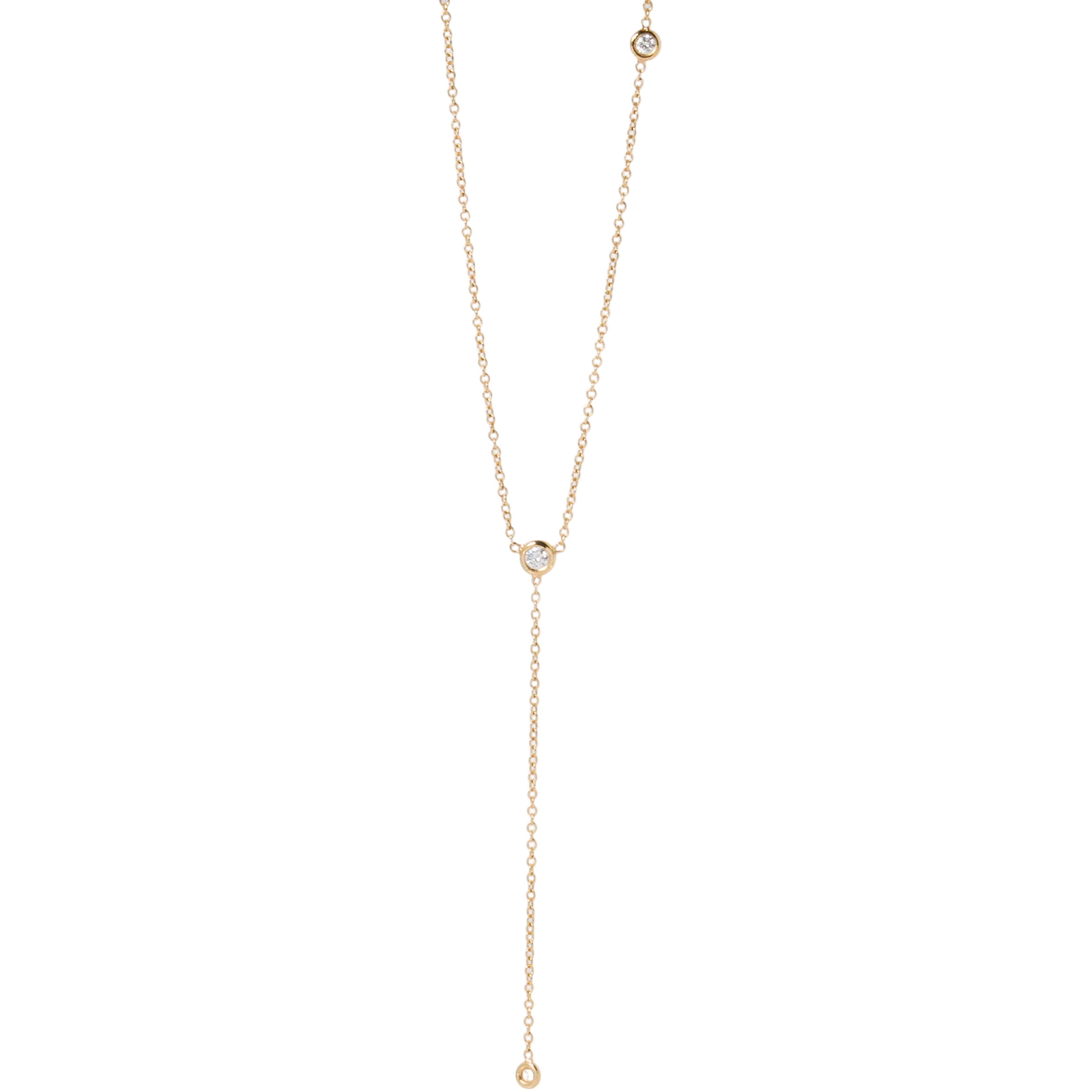 Triple Diamond Asymmetrical Lariat Necklace