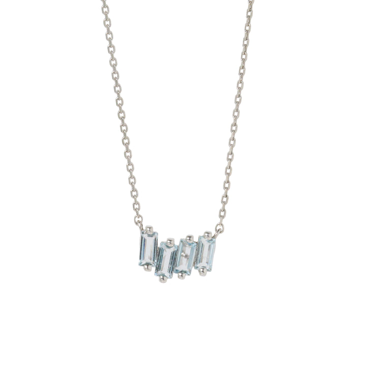 Blue Topaz Stone Step Necklace
