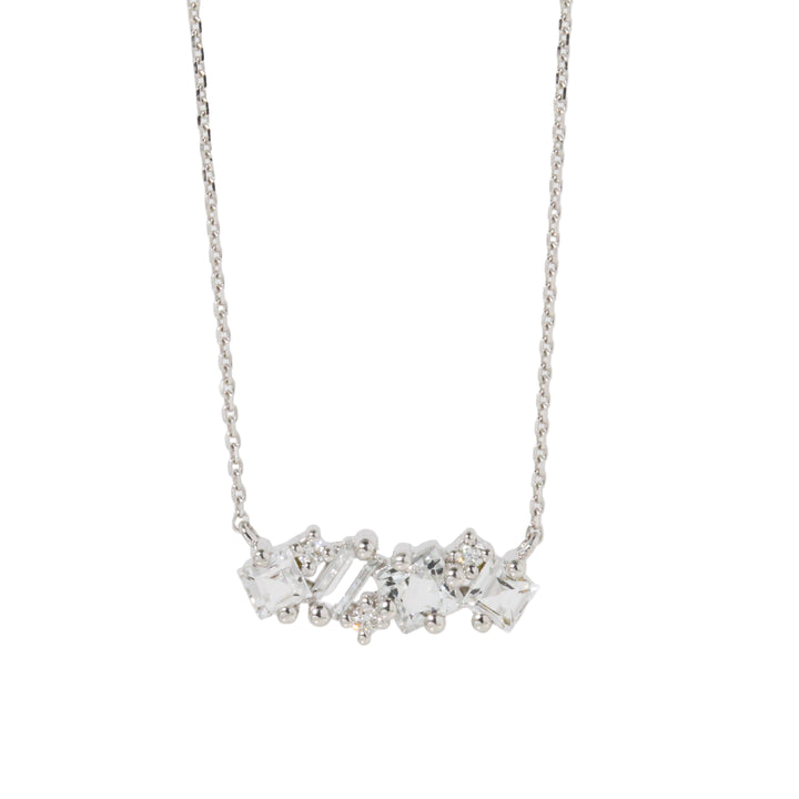 White Topaz Mix Bar Necklace