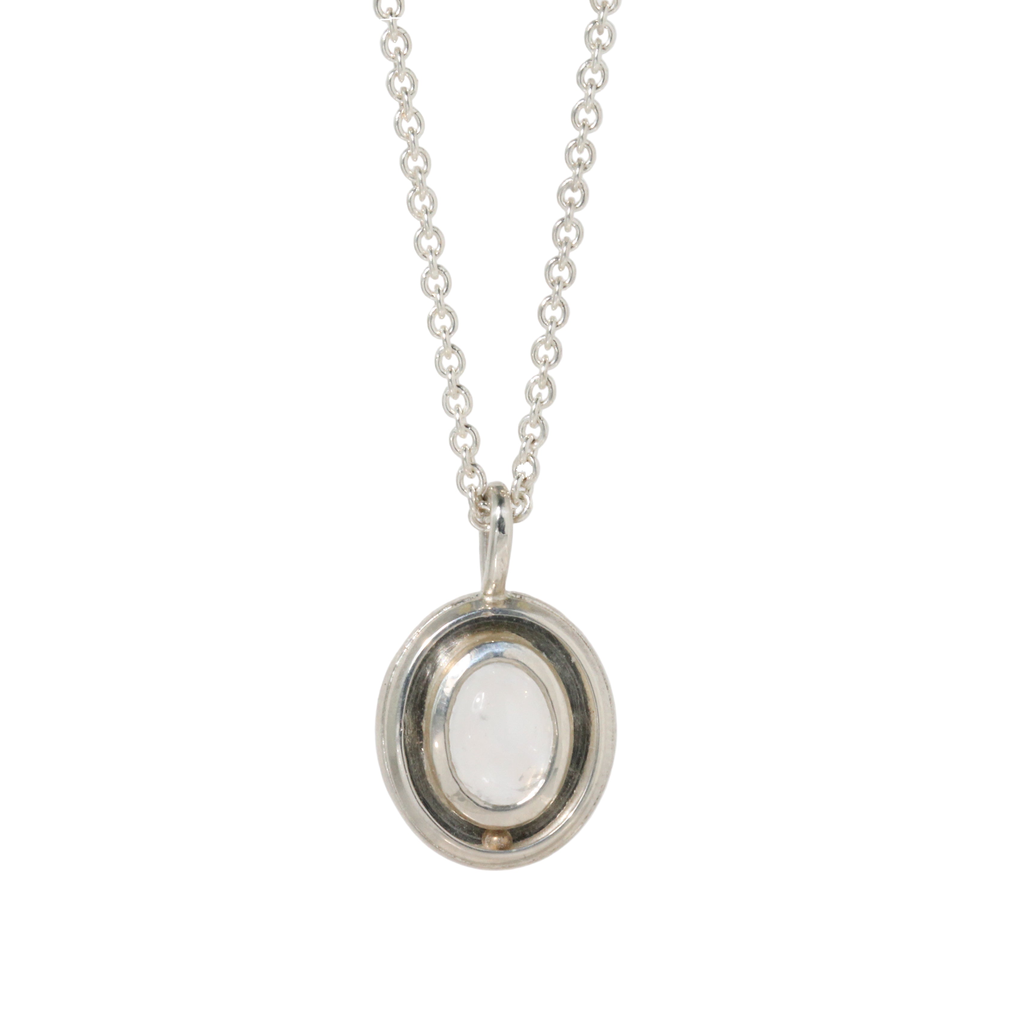 Oval Orbit Rainbow Moonstone Necklace