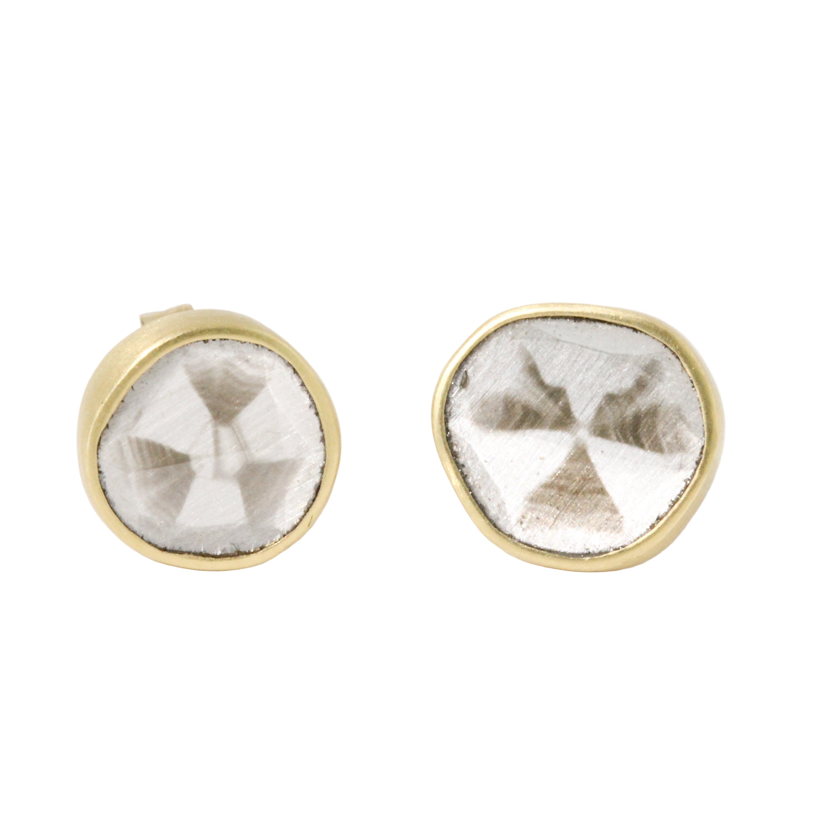 Diamond Slice Bezel Stud Earrings