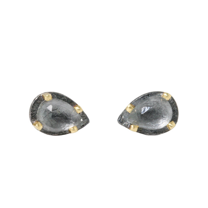 Carved White Topaz Teardrop Stud Earrings