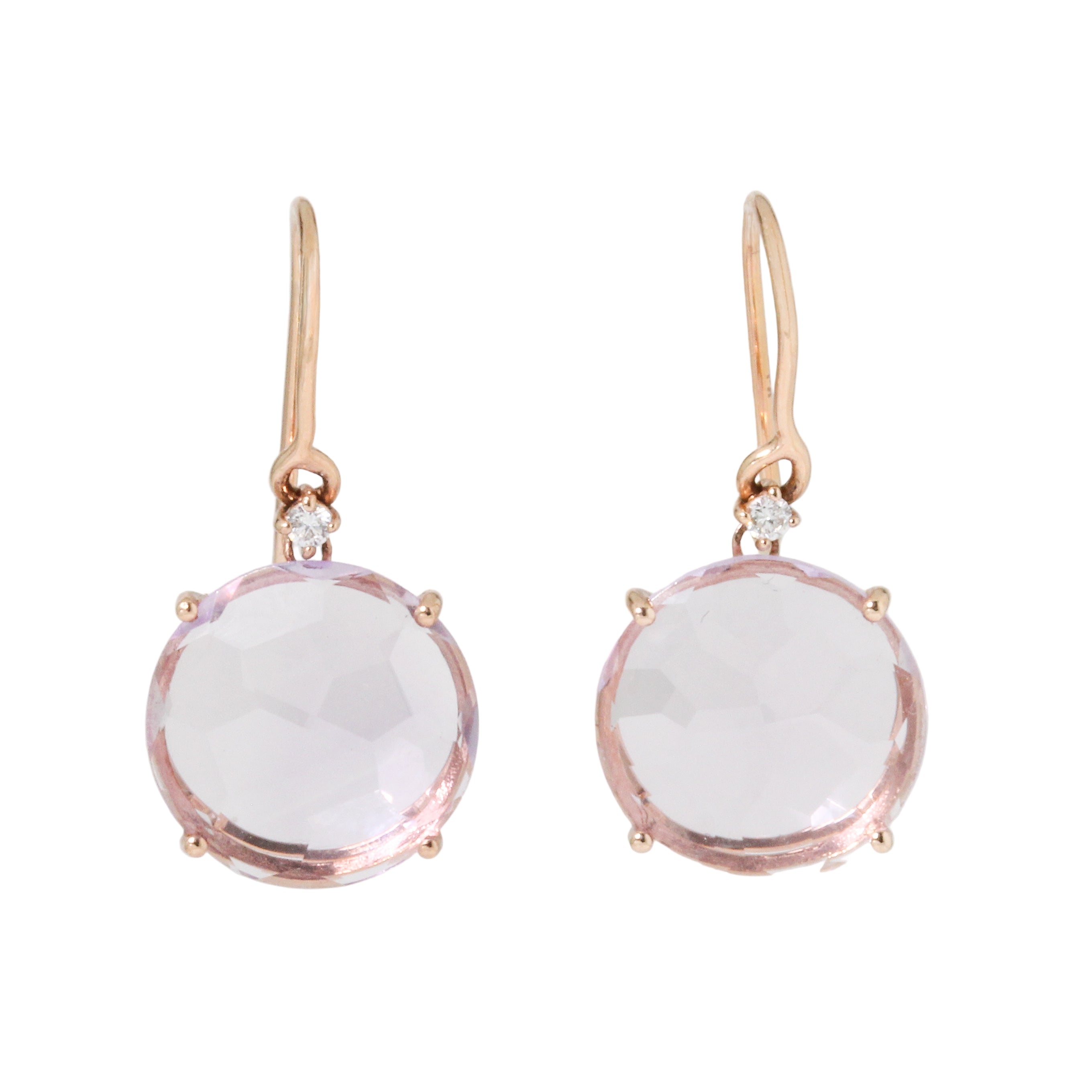 Rose de France Topaz + Diamond Earrings