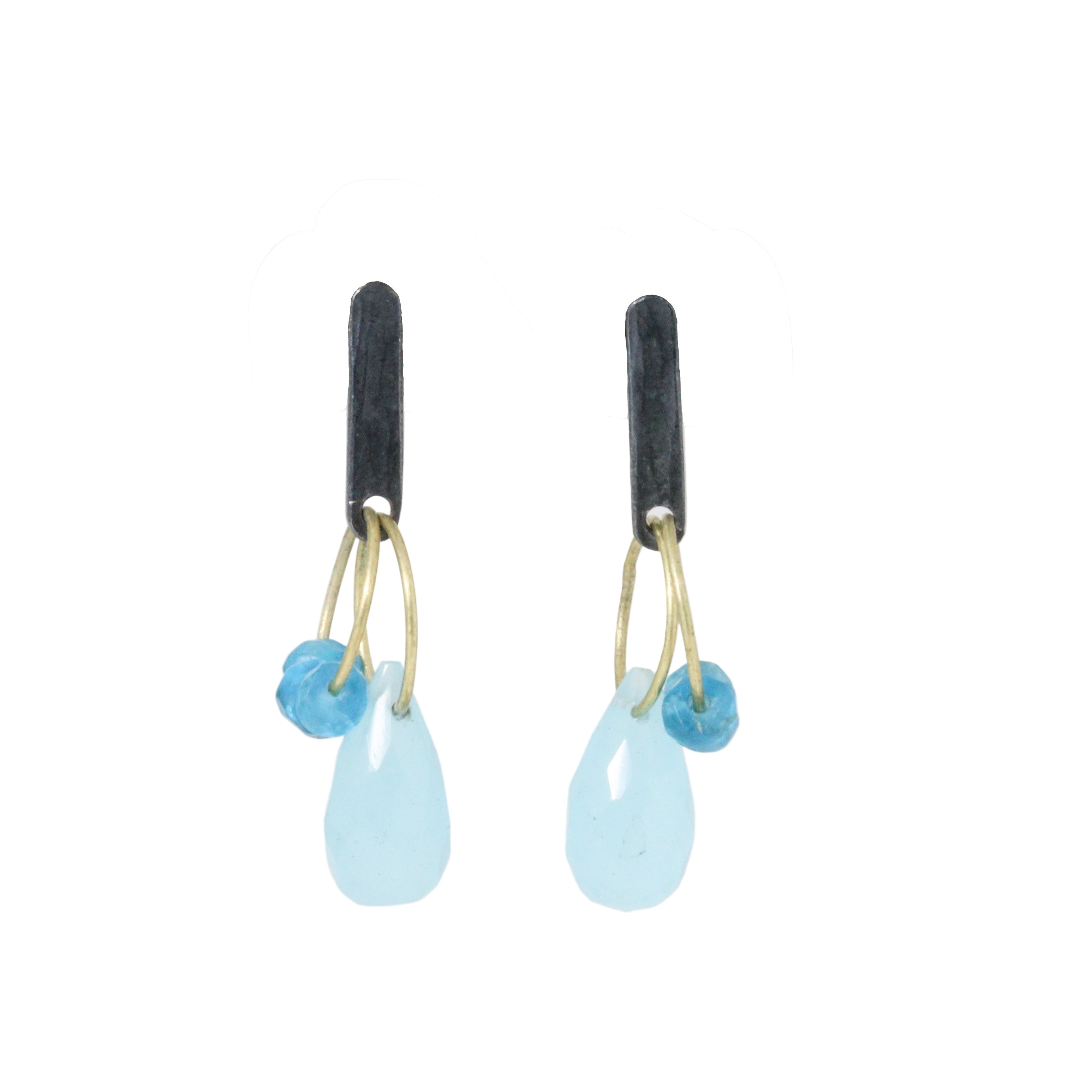 Mini Tangle Aqua Chalcedony Earrings