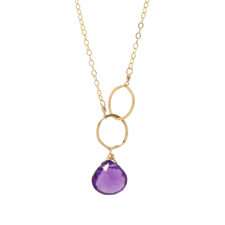 Amethyst Circle Drop Necklace