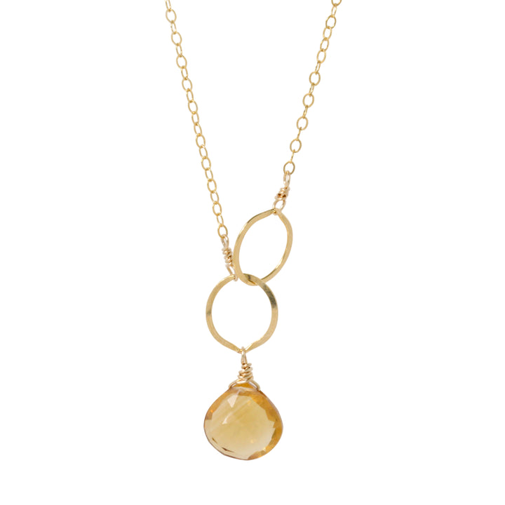 Citrine Circle Drop Necklace