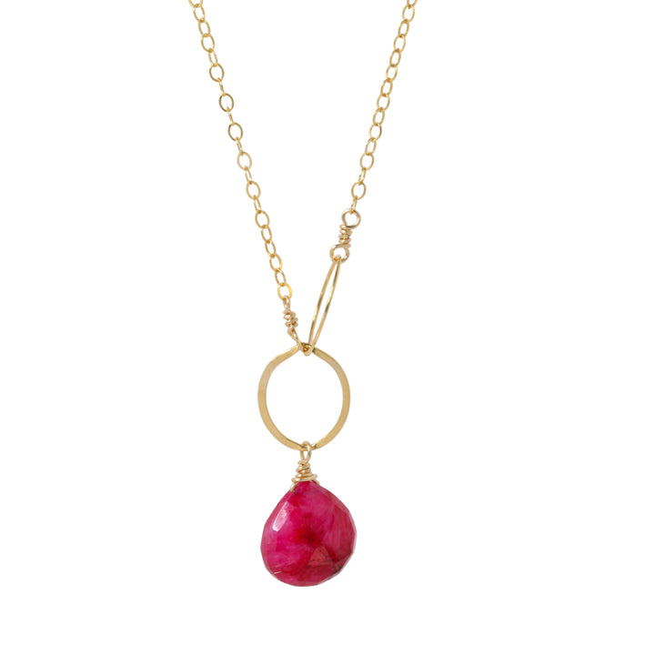 Ruby Circle Drop Necklace