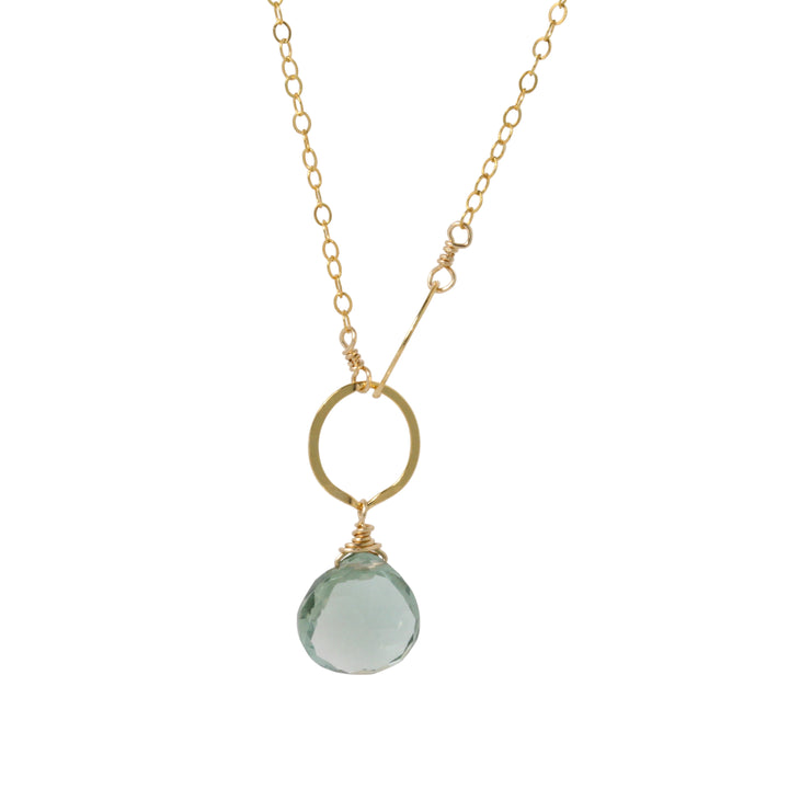 Green Amethyst Circle Drop Necklace