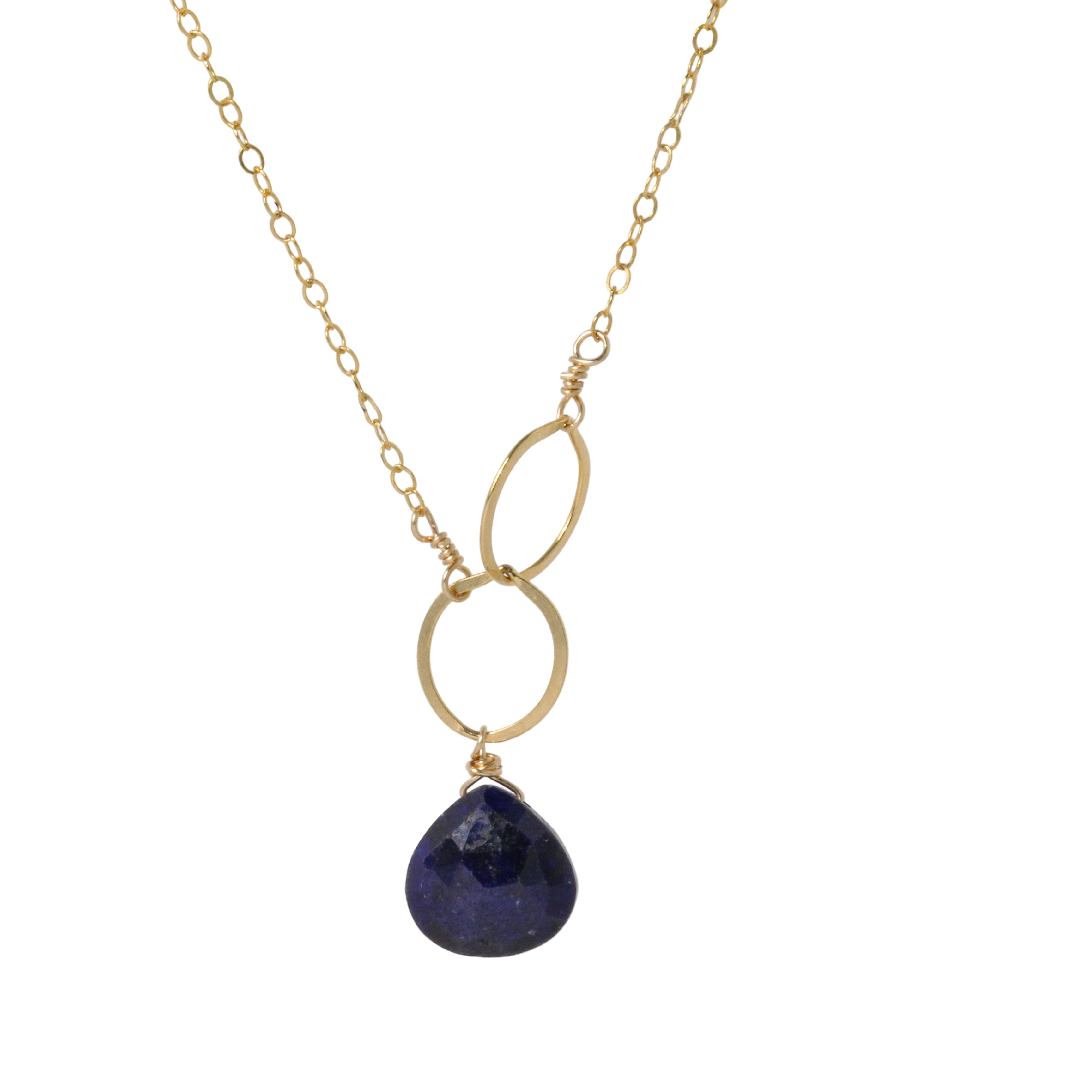 Blue Sapphire Circle Drop Necklace