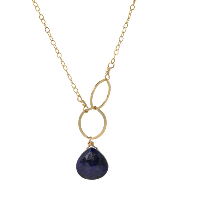 Blue Sapphire Circle Drop Necklace
