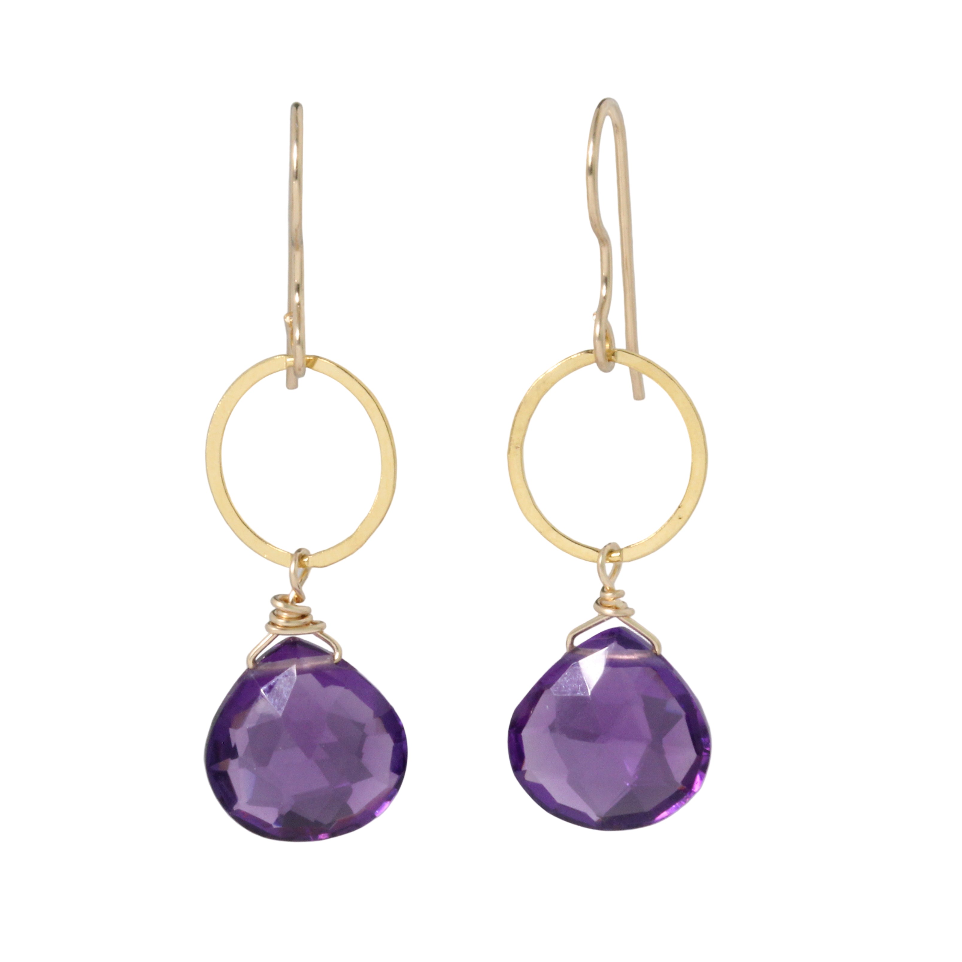 Amethyst Circle Drop Earrings