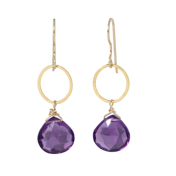 Amethyst Circle Drop Earrings