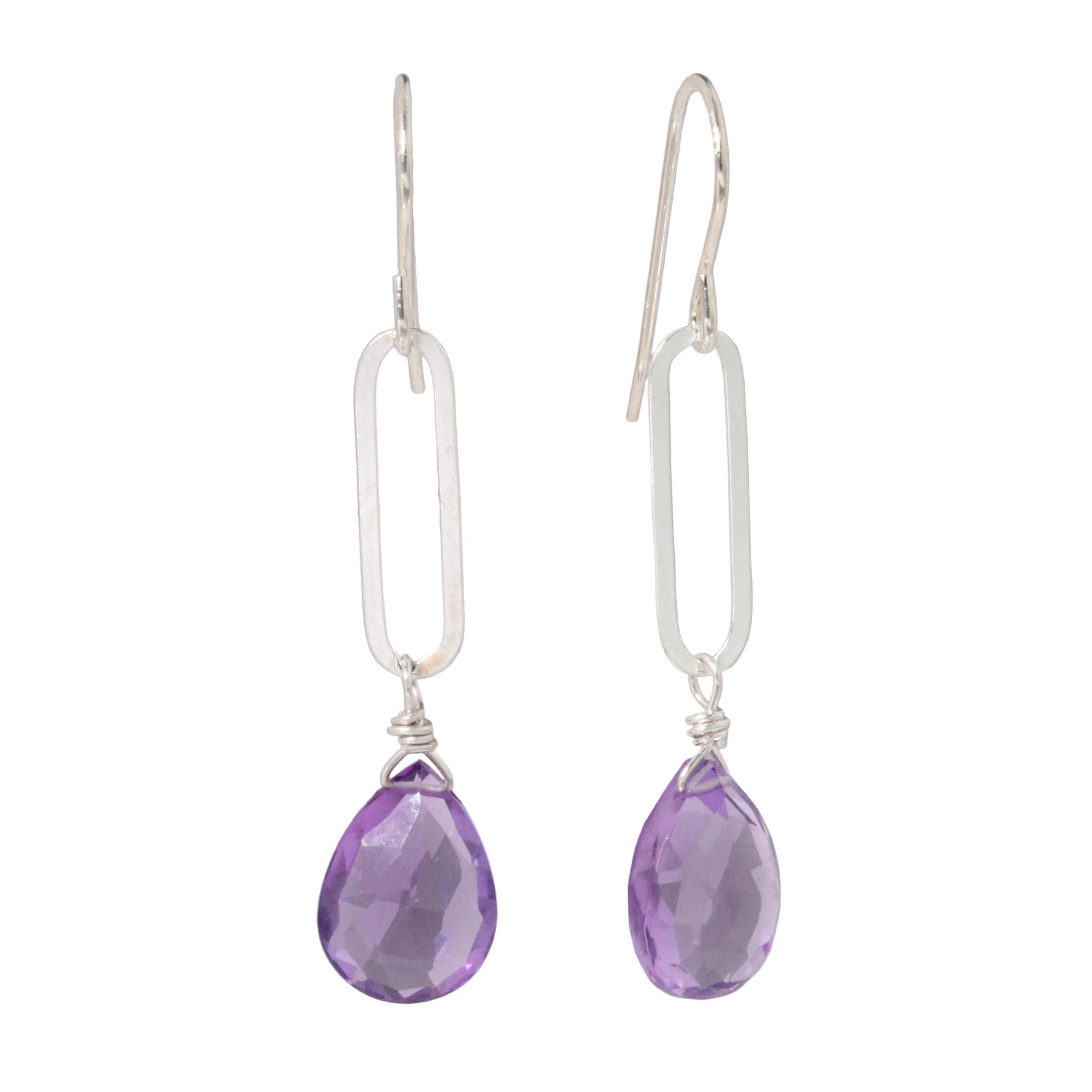 Amethyst Long Link Drop Earrings