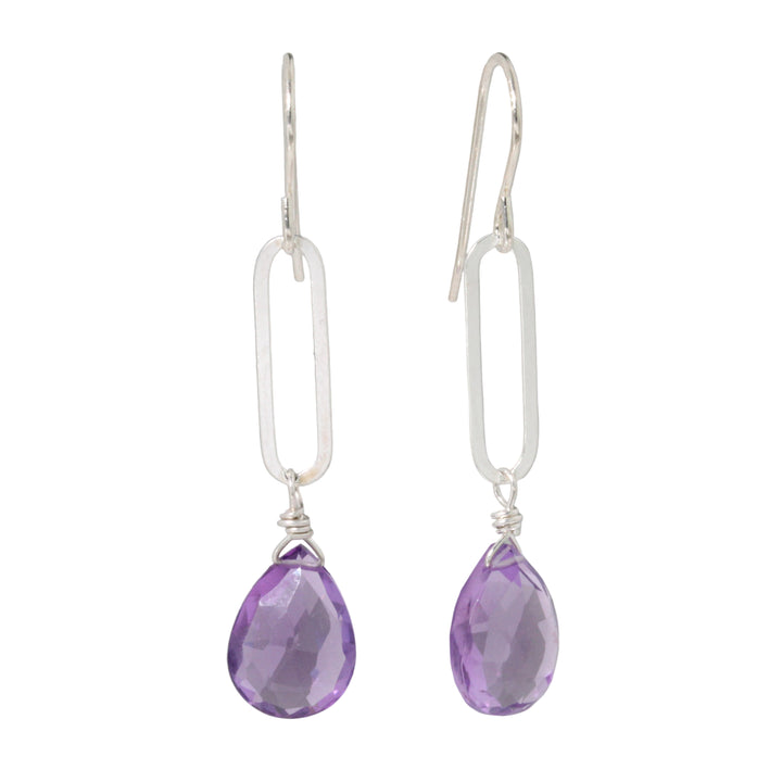 Amethyst Long Link Drop Earrings