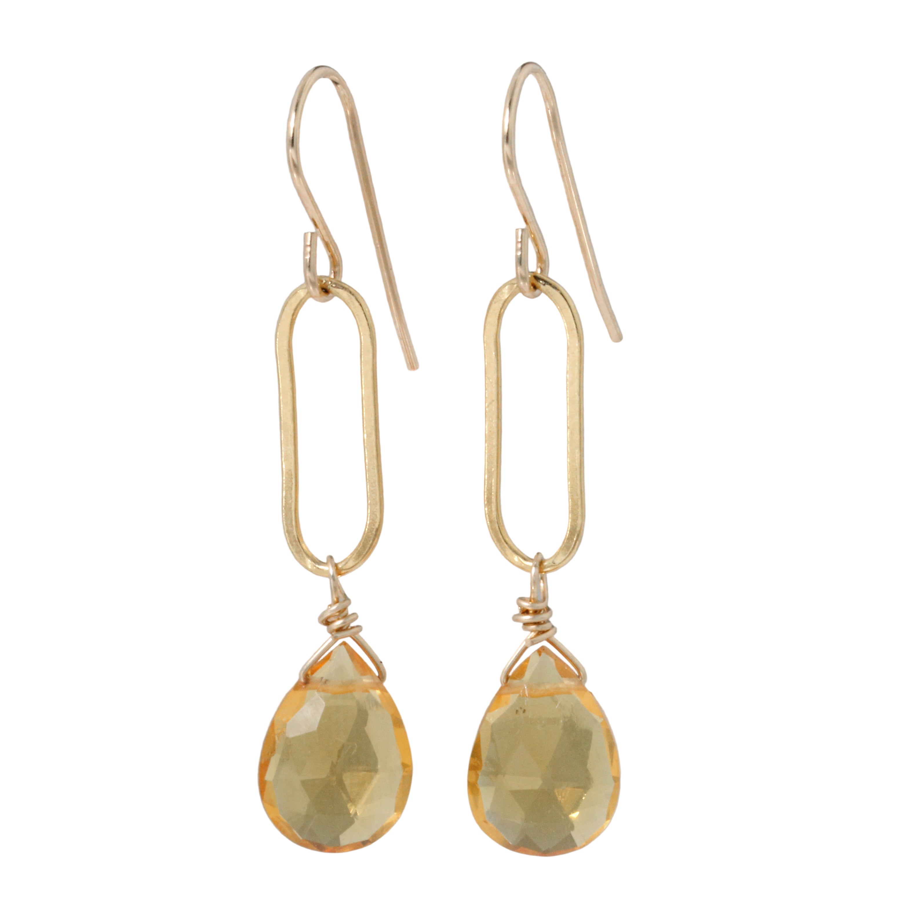 Citrine Long Link Drop Earrings