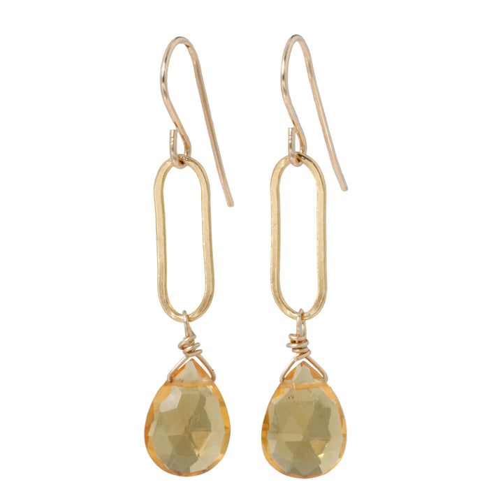 Citrine Long Link Drop Earrings