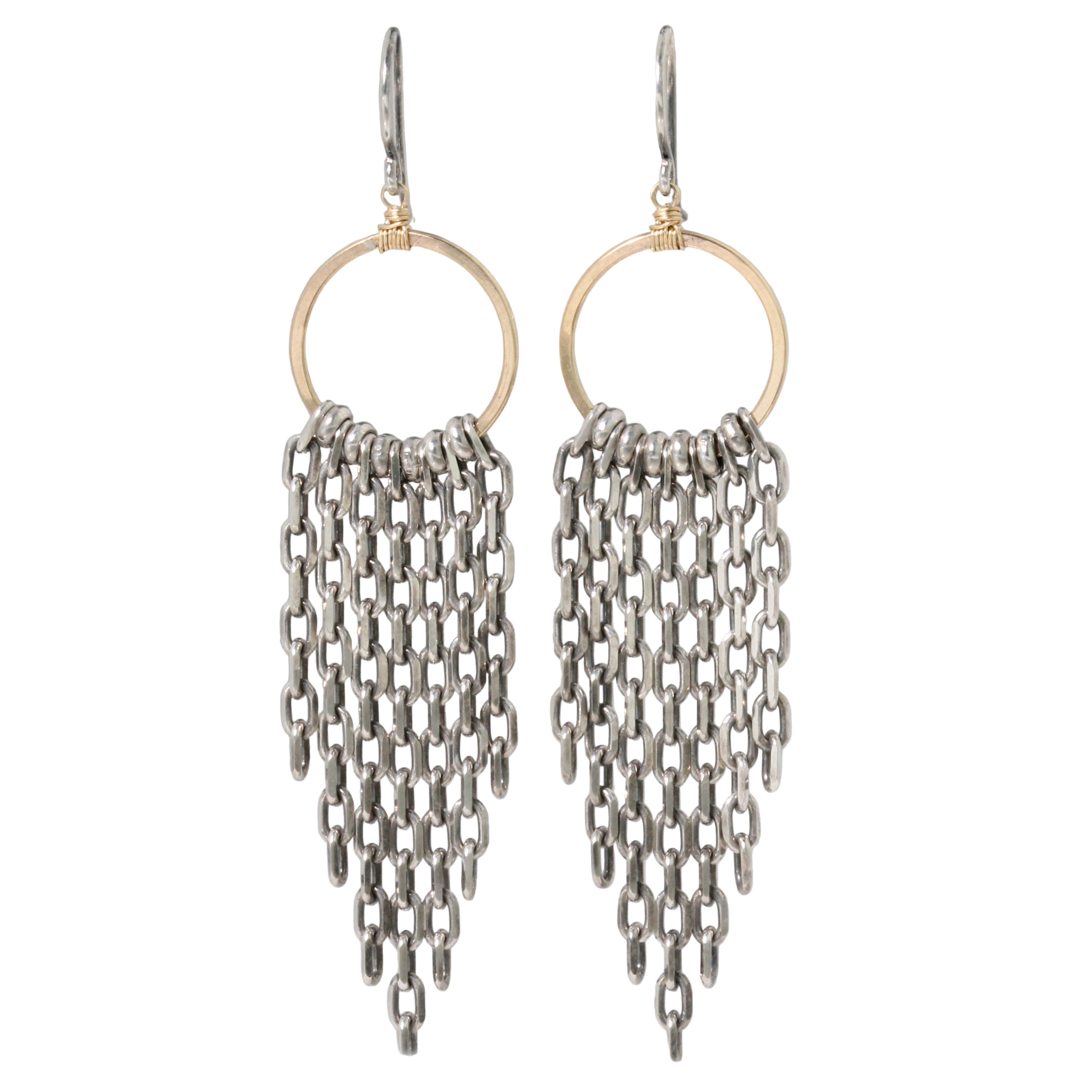Two-Tone Chain Fringe Earrings
