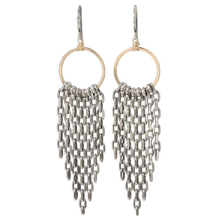 Two-Tone Chain Fringe Earrings