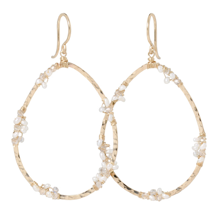 Pearl and Crystal Forward Hoop Earrings