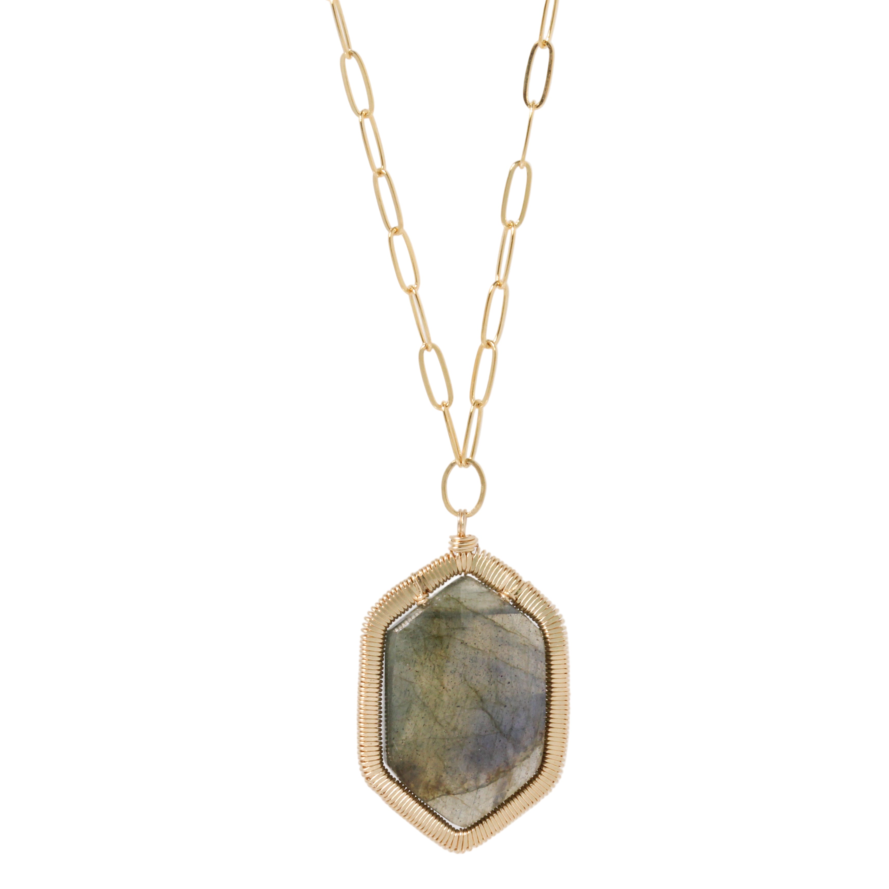 Hexagon Labradorite Necklace