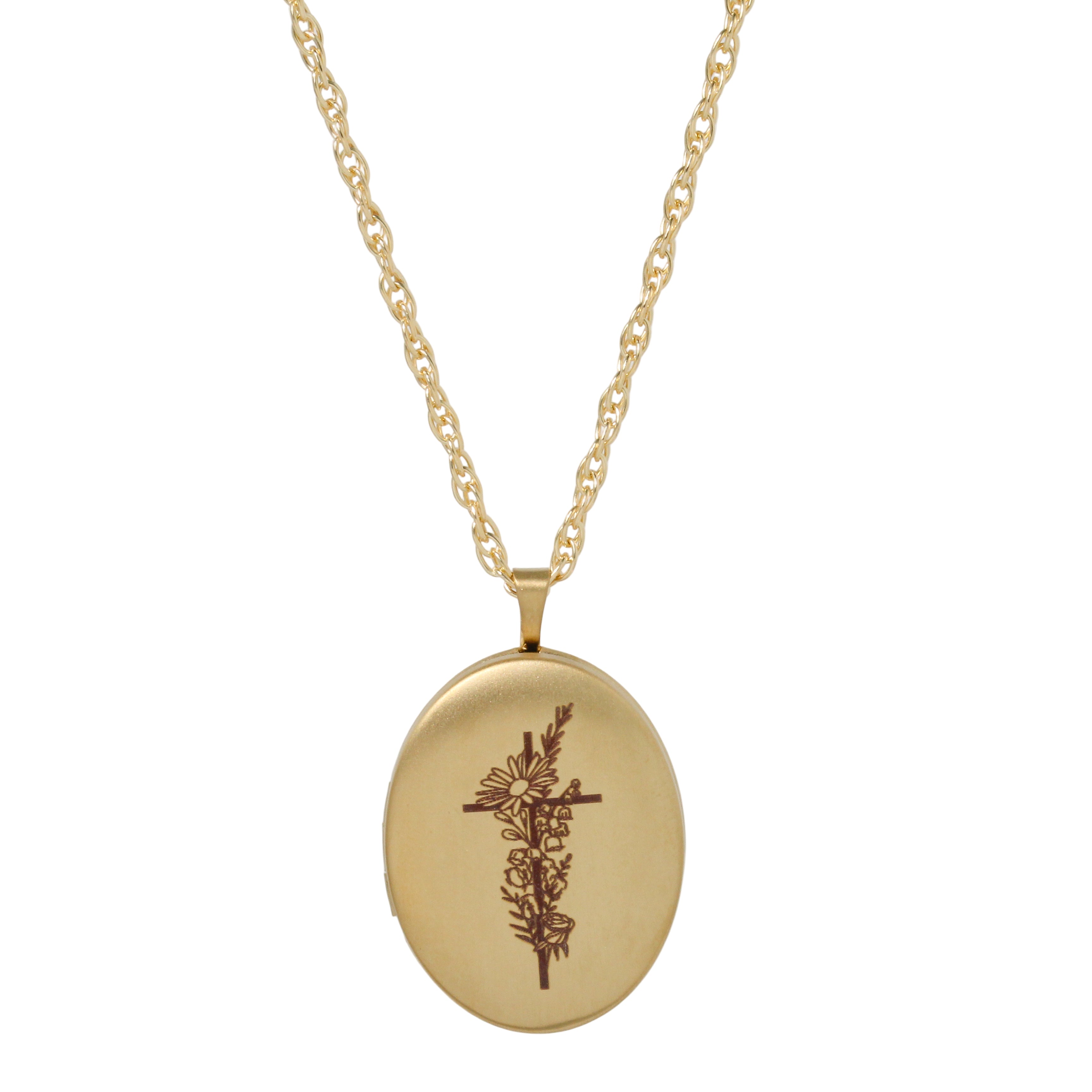 Large Floral Cross Locket Necklace