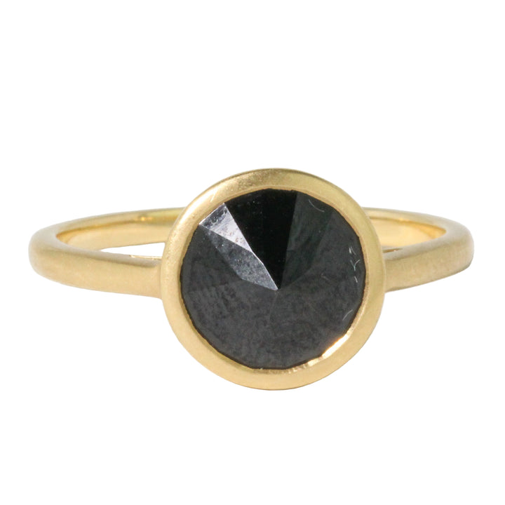 Inverted Round Black Spinel Ring