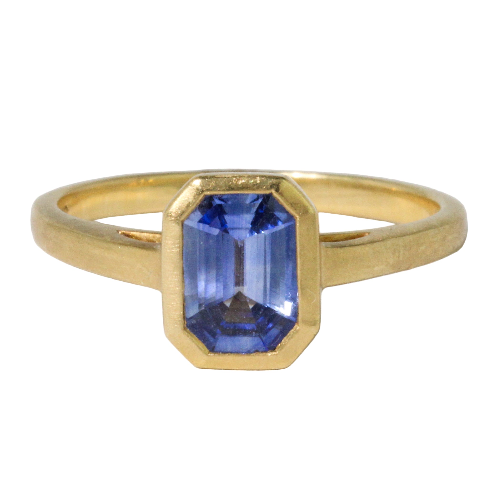 Emerald Cut Blue Sapphire Ring