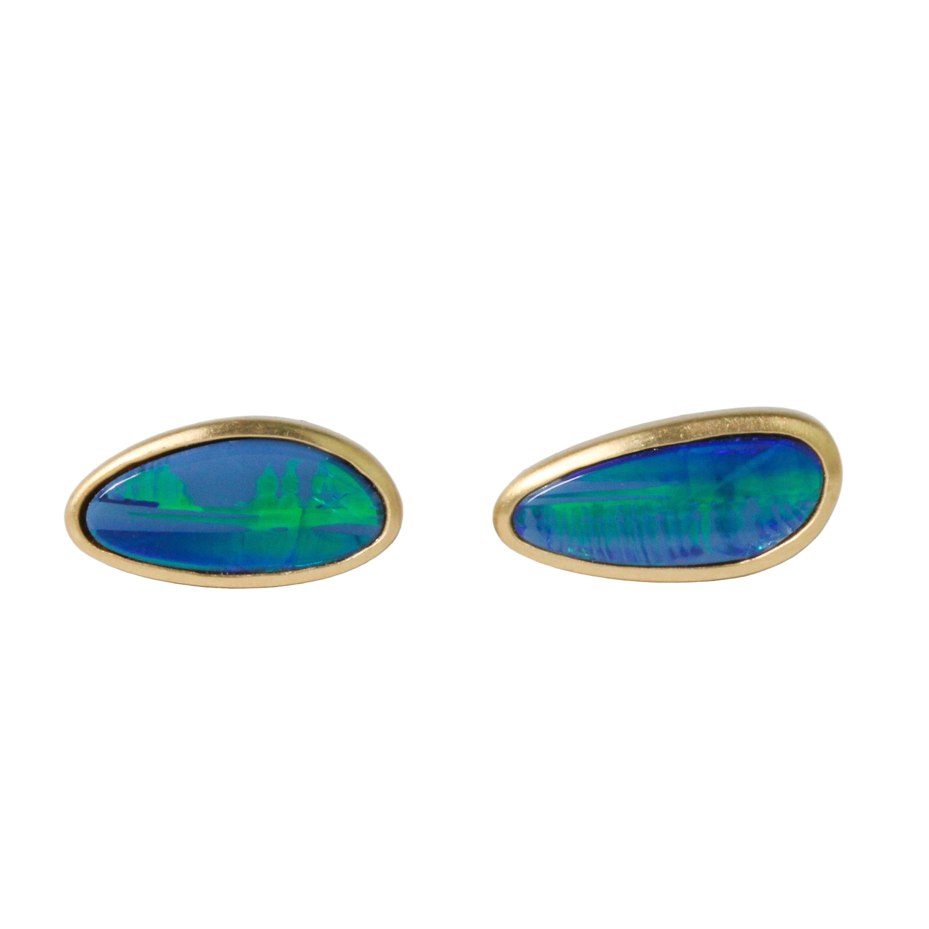 Oblong Opal Stud Earrings