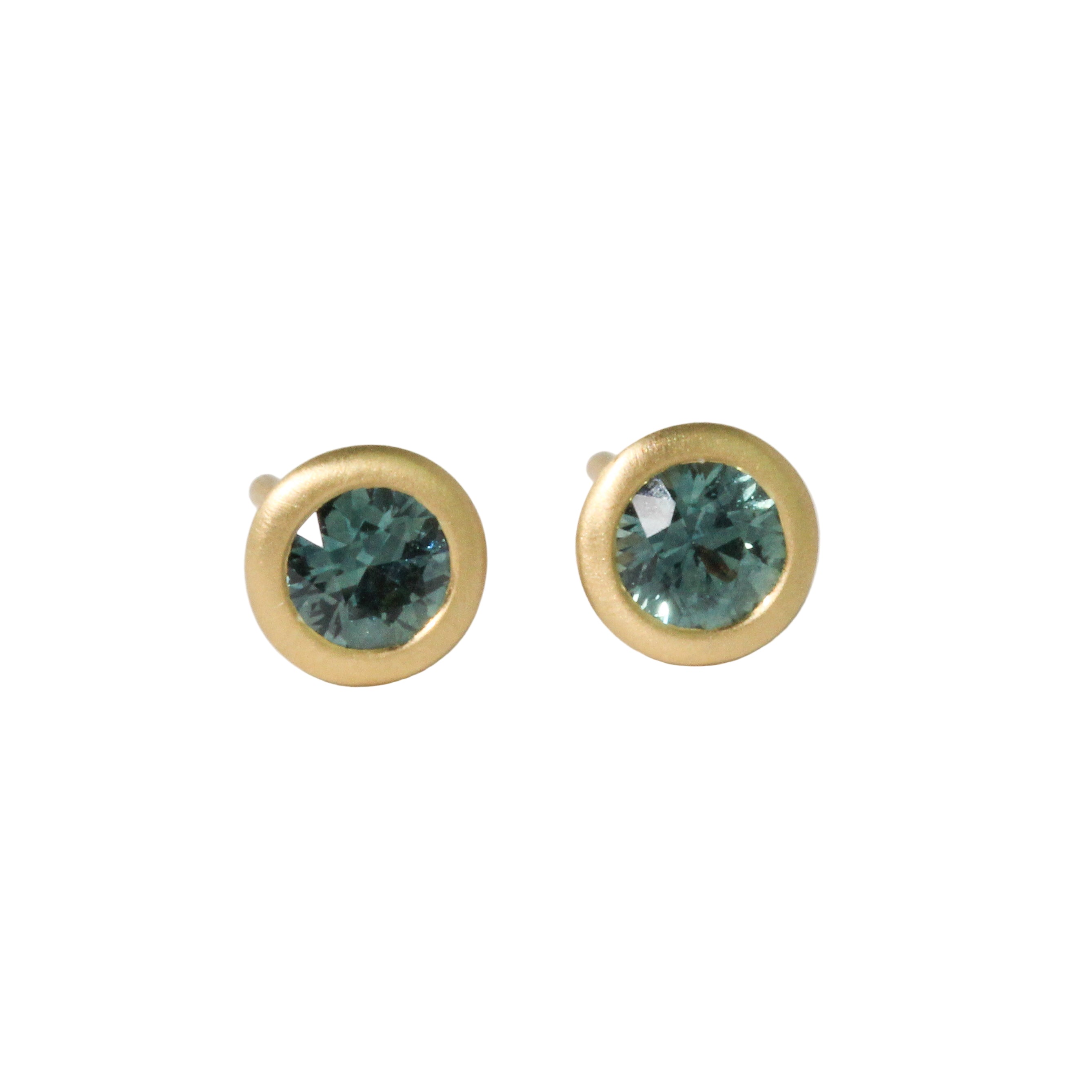 Round Montana Sapphire Stud Earrings