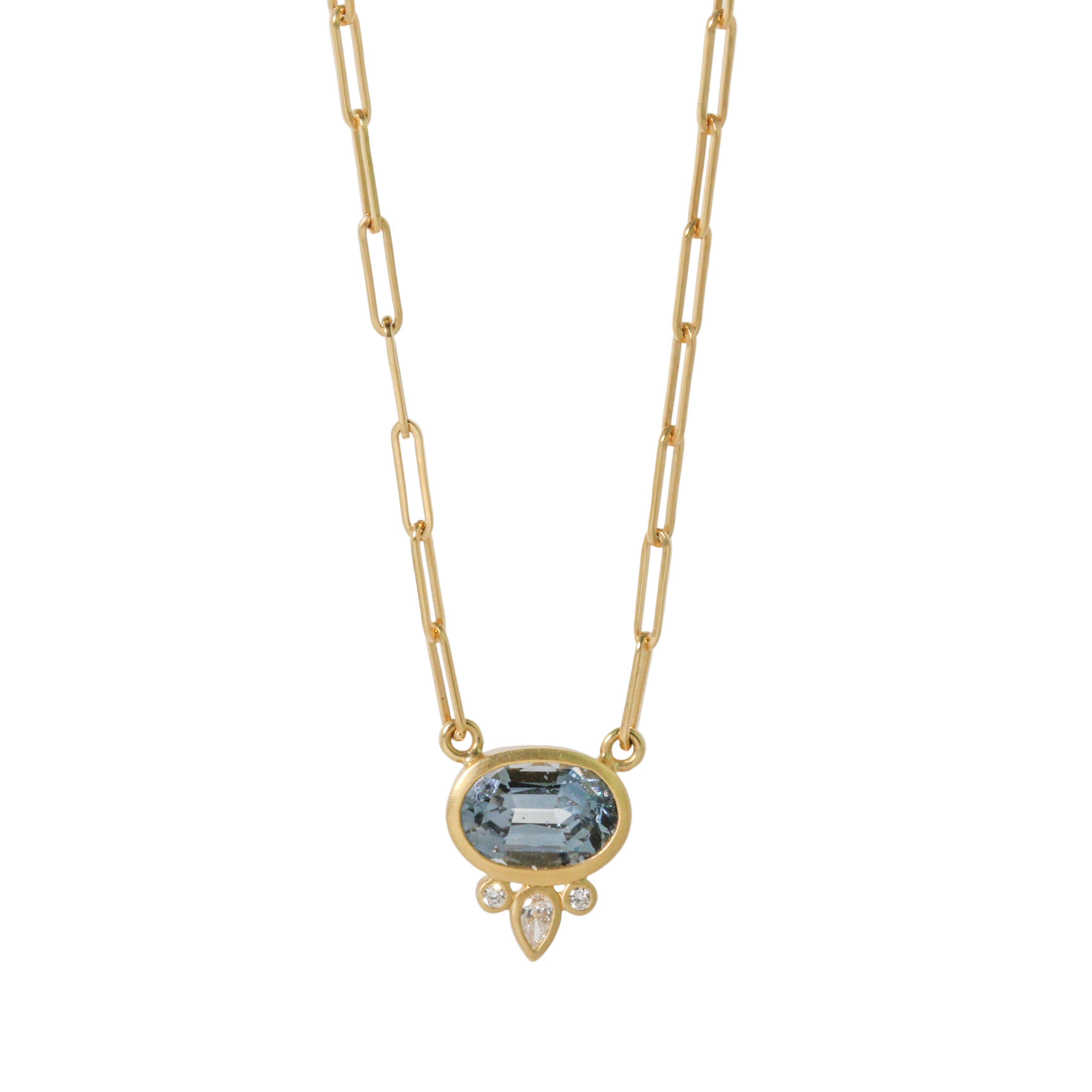 Grey Sapphire + Diamond Fan Necklace