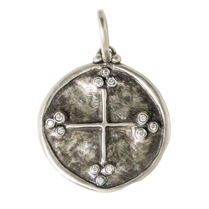 Sterling Diamond Cross + Star Charm