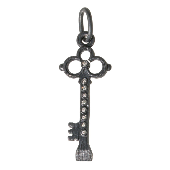 Sterling Diamond Skeleton Key Charm