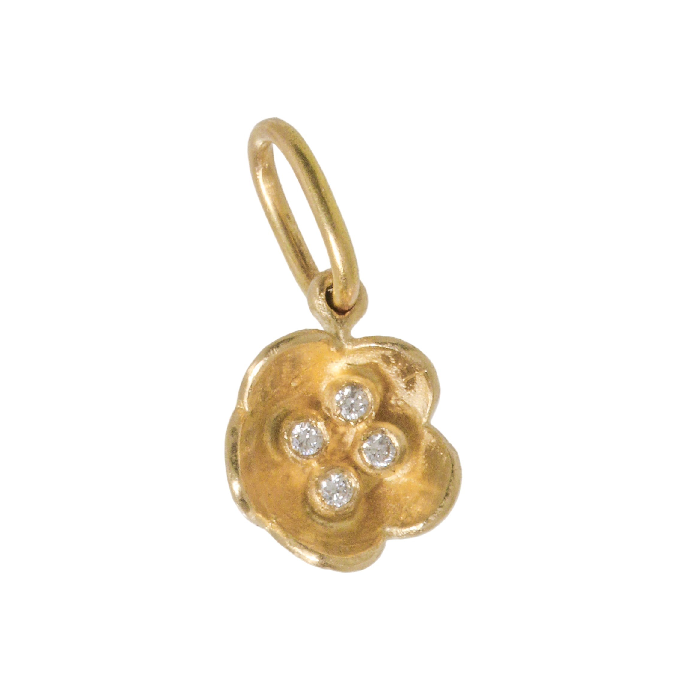 14K Tiny Diamond Flower Charm
