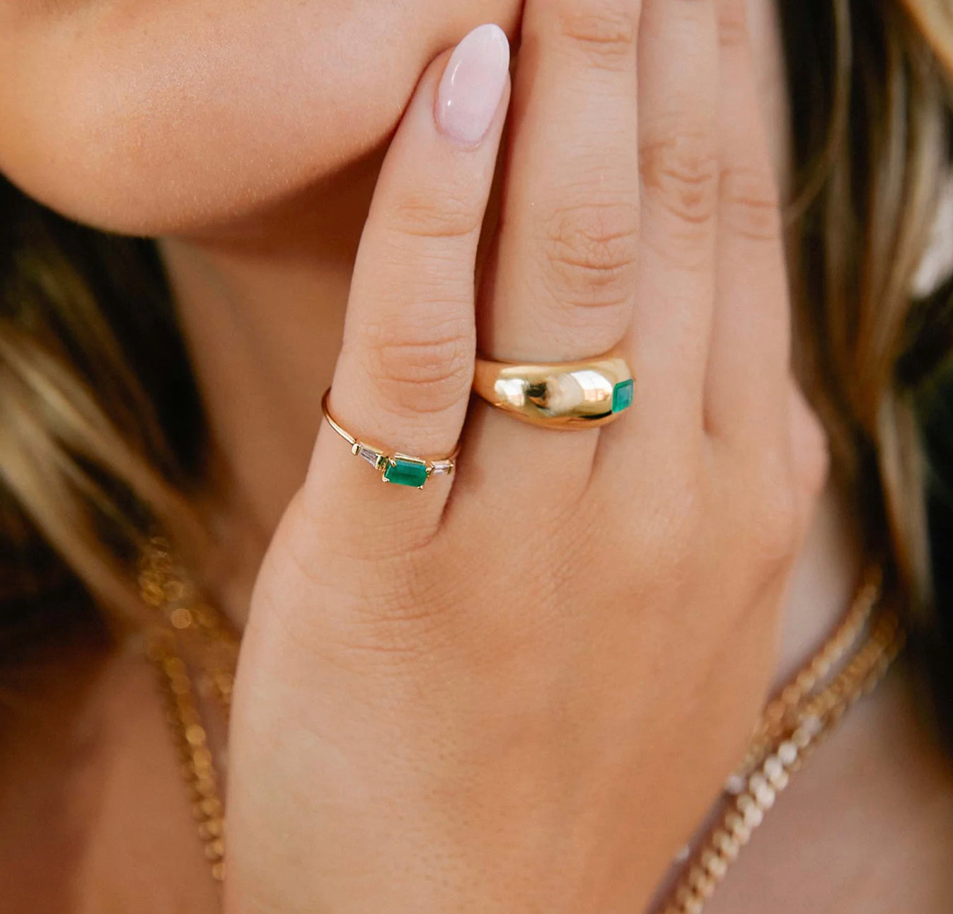 Emerald and Tapered Baguettes Ring