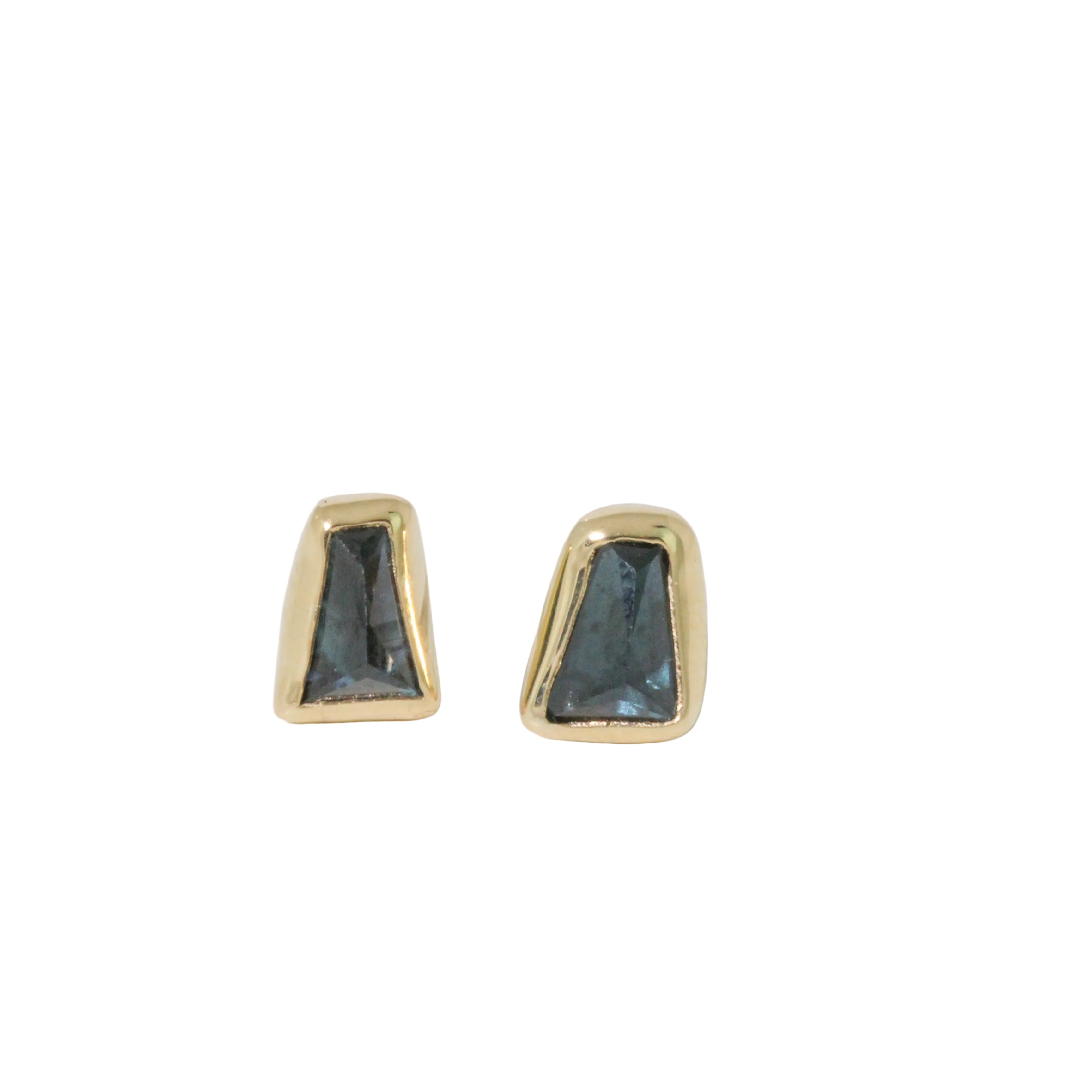 Asymmetrical Blue Sapphire Sister Stud Earrings