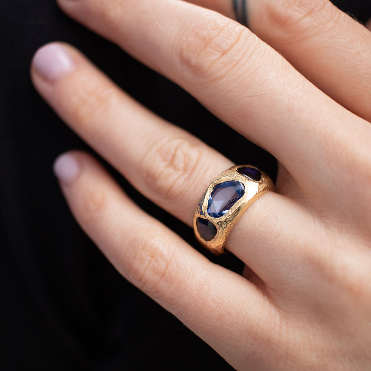 Triple Blue Sapphire Ring